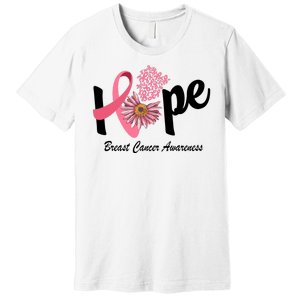 Hope Breast Cancer Awareness Flower Ribbon Premium T-Shirt