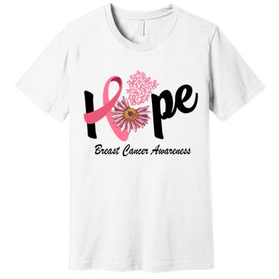 Hope Breast Cancer Awareness Flower Ribbon Premium T-Shirt