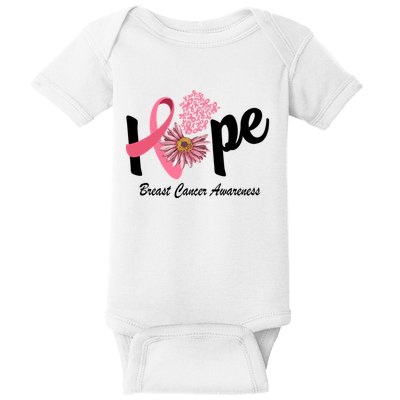 Hope Breast Cancer Awareness Flower Ribbon Baby Bodysuit