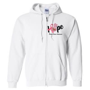 Hope Breast Cancer Awareness Flower Ribbon Full Zip Hoodie