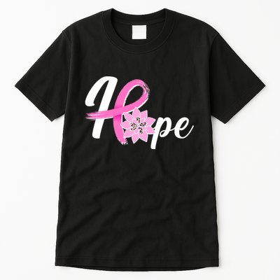 Hope Breast Cancer Awareness Ribbon Flower Tall T-Shirt