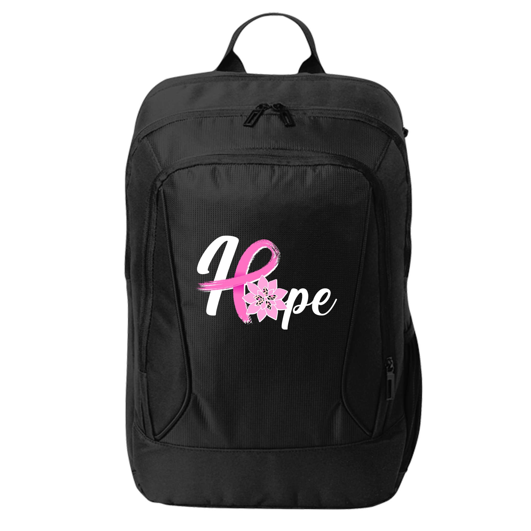 Hope Breast Cancer Awareness Ribbon Flower City Backpack