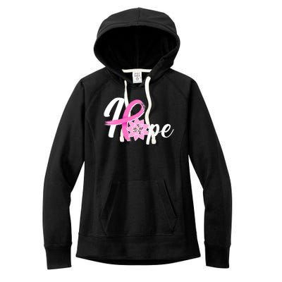 Hope Breast Cancer Awareness Ribbon Flower Women's Fleece Hoodie