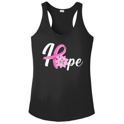 Hope Breast Cancer Awareness Ribbon Flower Ladies PosiCharge Competitor Racerback Tank