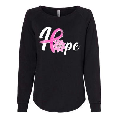 Hope Breast Cancer Awareness Ribbon Flower Womens California Wash Sweatshirt