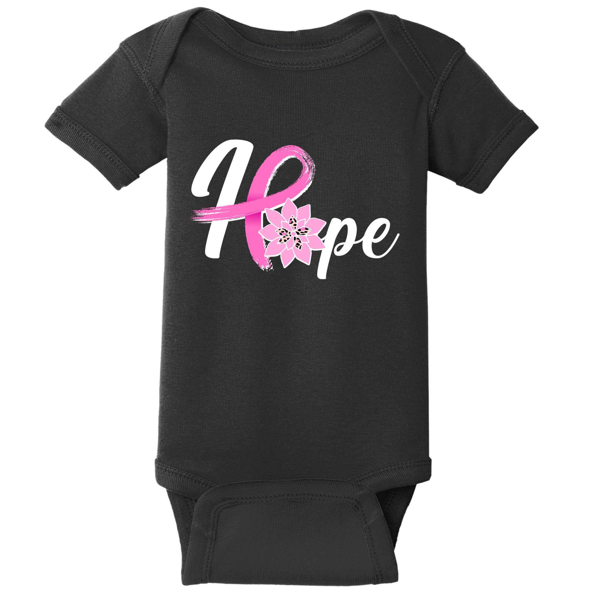 Hope Breast Cancer Awareness Ribbon Flower Baby Bodysuit