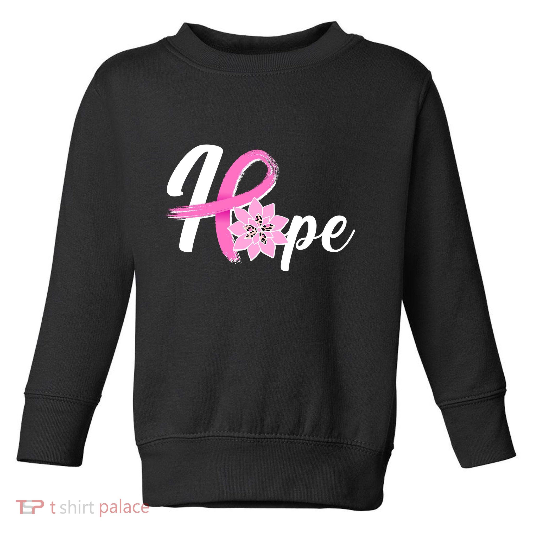 Hope Breast Cancer Awareness Ribbon Flower Toddler Sweatshirt