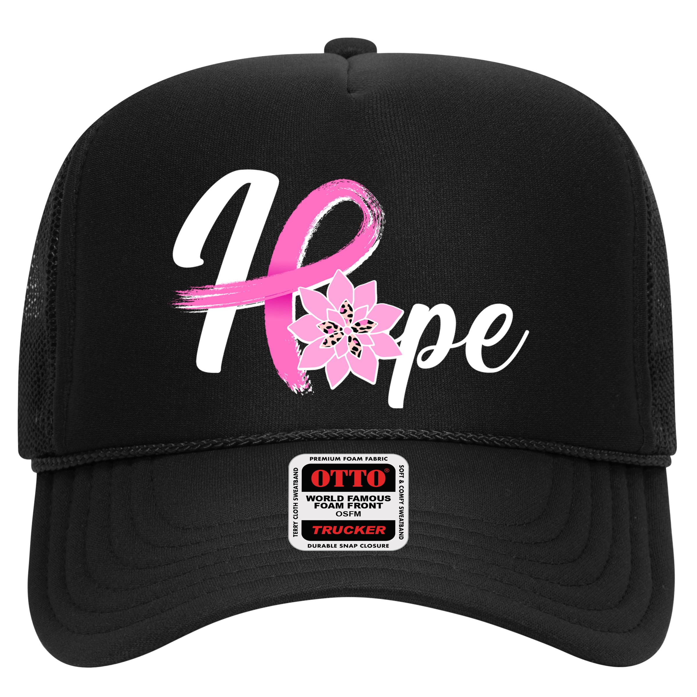 Hope Breast Cancer Awareness Ribbon Flower Hat