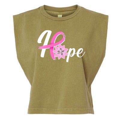 Hope Breast Cancer Awareness Ribbon Flower Garment-Dyed Women's Muscle Tee