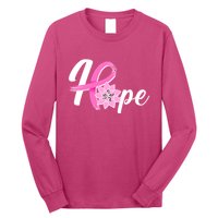 Hope Breast Cancer Awareness Ribbon Flower Long Sleeve Shirt