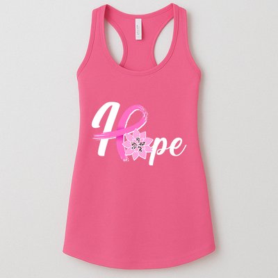 Hope Breast Cancer Awareness Ribbon Flower Womens Tank Top