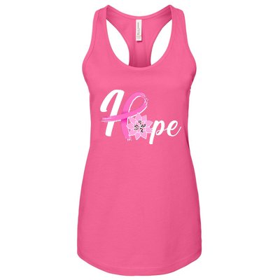 Hope Breast Cancer Awareness Ribbon Flower Women's Racerback Tank