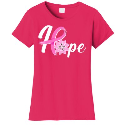 Hope Breast Cancer Awareness Ribbon Flower Women's T-Shirt