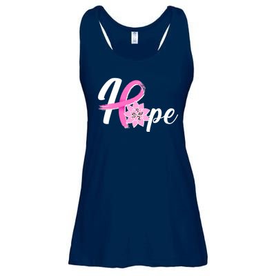 Hope Breast Cancer Awareness Ribbon Flower Ladies Essential Flowy Tank