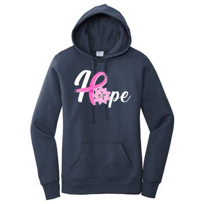 Hope Breast Cancer Awareness Ribbon Flower Women's Pullover Hoodie