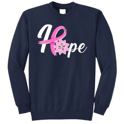 Hope Breast Cancer Awareness Ribbon Flower Tall Sweatshirt