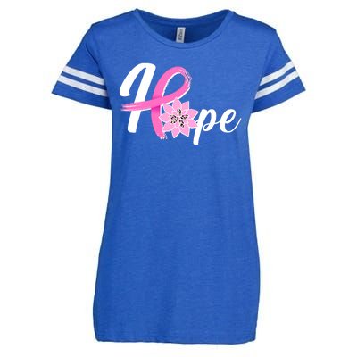 Hope Breast Cancer Awareness Ribbon Flower Enza Ladies Jersey Football T-Shirt