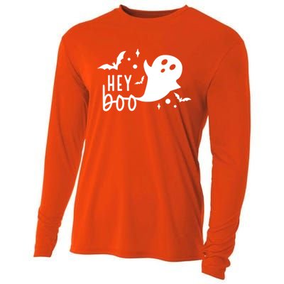 Hey Boo Cute Halloween Ghost Funny Autumn Fall Spooky Gift Cooling Performance Long Sleeve Crew