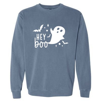 Hey Boo Cute Halloween Ghost Funny Autumn Fall Spooky Gift Garment-Dyed Sweatshirt