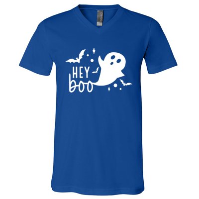 Hey Boo Cute Halloween Ghost Funny Autumn Fall Spooky Gift V-Neck T-Shirt