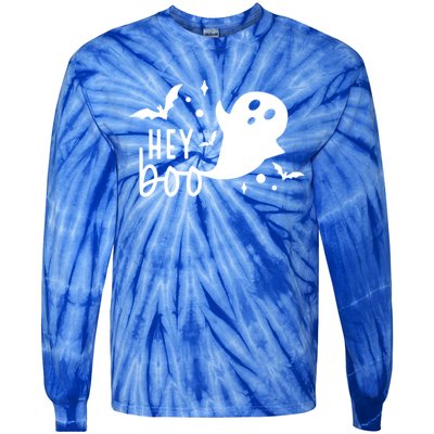 Hey Boo Cute Halloween Ghost Funny Autumn Fall Spooky Gift Tie-Dye Long Sleeve Shirt