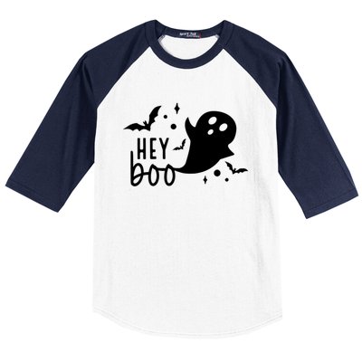 Hey Boo Cute Halloween Ghost Funny Autumn Fall Spooky Gift Baseball Sleeve Shirt