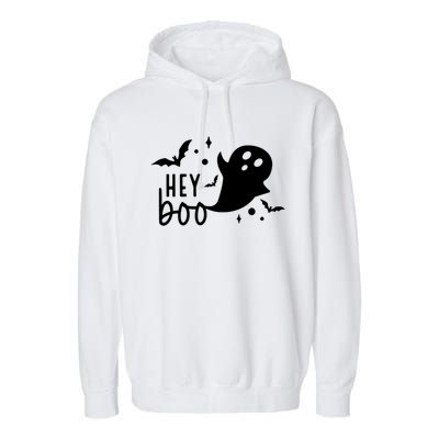 Hey Boo Cute Halloween Ghost Funny Autumn Fall Spooky Gift Garment-Dyed Fleece Hoodie