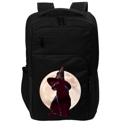 Halloween Black Cat Costume Witch Hat And Moon Gift Impact Tech Backpack
