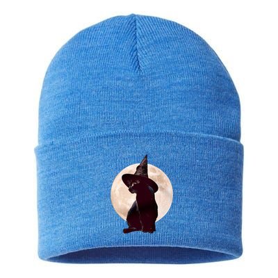 Halloween Black Cat Costume Witch Hat And Moon Gift Sustainable Knit Beanie