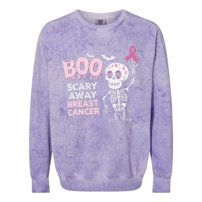 Halloween Breast Cancer Awareness Chemotherapy Pin.K Ribbon Colorblast Crewneck Sweatshirt