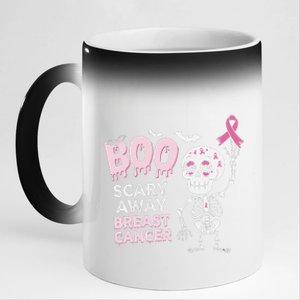 Halloween Breast Cancer Awareness Chemotherapy Pin.K Ribbon 11oz Black Color Changing Mug