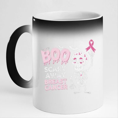 Halloween Breast Cancer Awareness Chemotherapy Pin.K Ribbon 11oz Black Color Changing Mug