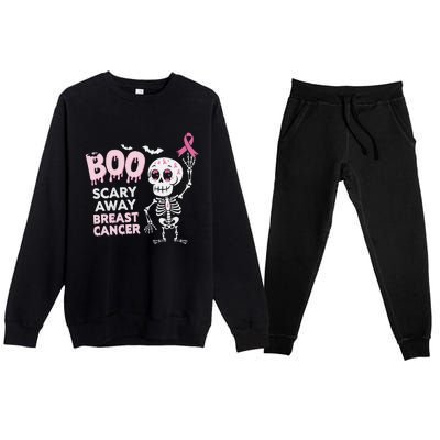 Halloween Breast Cancer Awareness Chemotherapy Pin.K Ribbon Premium Crewneck Sweatsuit Set