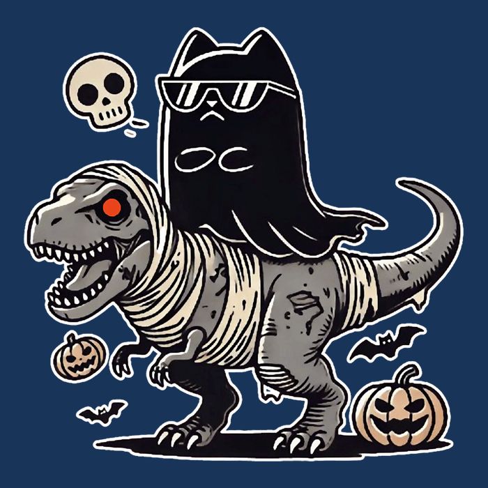 Halloween Black Cat Ghost Riding Zombie Trex Funny Halloween 16 in Basic Backpack