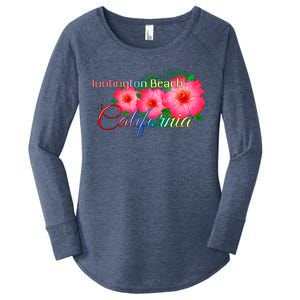 Huntington Beach California Tropical Flowers Family Vacation Gift Women's Perfect Tri Tunic Long Sleeve Shirt