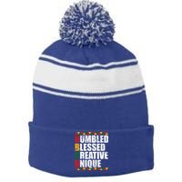 Humbled Blessed Creative Unique Historically Black U Hbcu Meaningful Gift Stripe Pom Pom Beanie