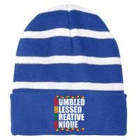 Humbled Blessed Creative Unique Historically Black U Hbcu Meaningful Gift Striped Beanie with Solid Band