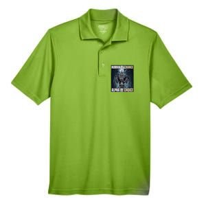 Human By Chance Alpha By Choice Funny Wolf Meme Men's Origin Performance Pique Polo