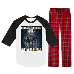 Human By Chance Alpha By Choice Funny Wolf Meme Raglan Sleeve Pajama Set