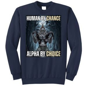 Human By Chance Alpha By Choice Funny Wolf Meme Sweatshirt