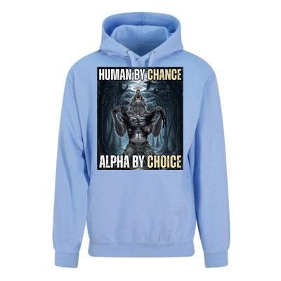 Human By Chance Alpha By Choice Funny Wolf Meme Unisex Surf Hoodie