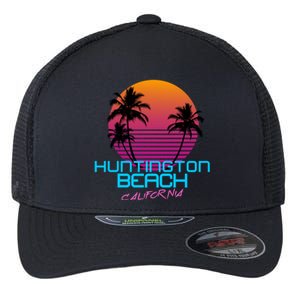 Huntington Beach California Retro 80s Meaningful Gift Flexfit Unipanel Trucker Cap