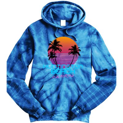 Huntington Beach California Retro 80s Meaningful Gift Tie Dye Hoodie