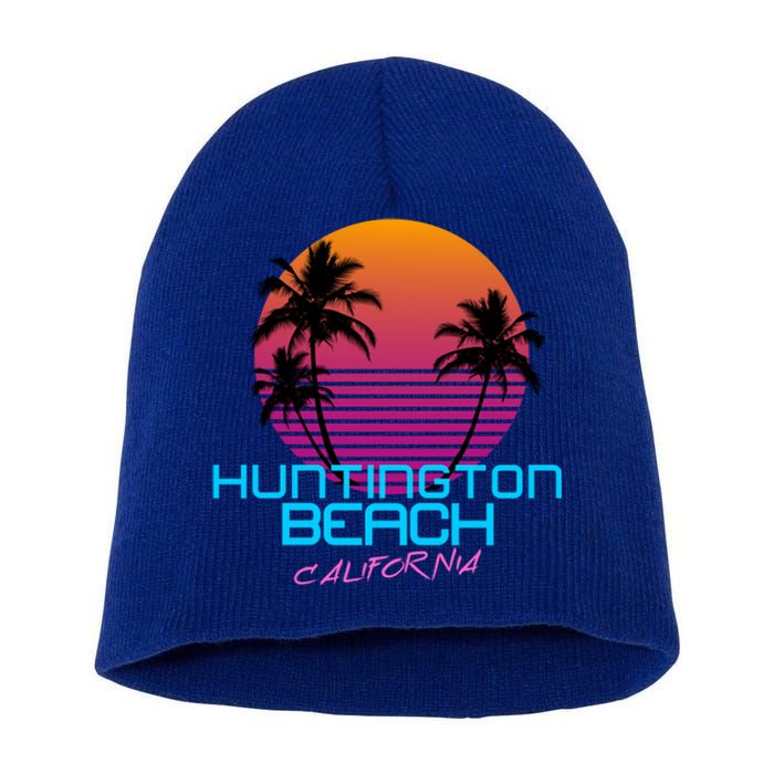 Huntington Beach California Retro 80s Meaningful Gift Short Acrylic Beanie