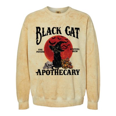 Halloween Black Cat Apothecary Retro Halloween Cat Colorblast Crewneck Sweatshirt