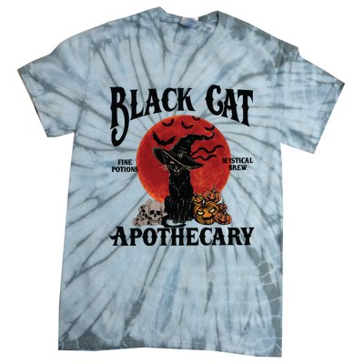 Halloween Black Cat Apothecary Retro Halloween Cat Tie-Dye T-Shirt