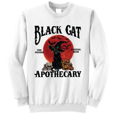 Halloween Black Cat Apothecary Retro Halloween Cat Sweatshirt