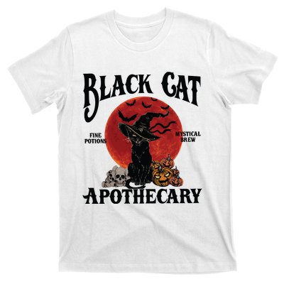 Halloween Black Cat Apothecary Retro Halloween Cat T-Shirt