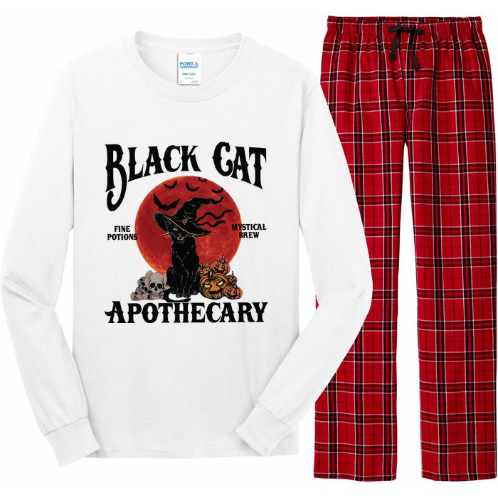 Halloween Black Cat Apothecary Retro Halloween Cat Long Sleeve Pajama Set