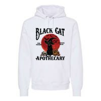 Halloween Black Cat Apothecary Retro Halloween Cat Premium Hoodie